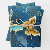 Feuille De Papier Cadeau Papillons d'or (En situation)