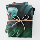 Feuille De Papier Cadeau Papillons du Paradis Tropical Turquoise (En situation)