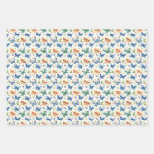 Feuille De Papier Cadeau Papillons et fleurs bleu jaune vert (Devant)