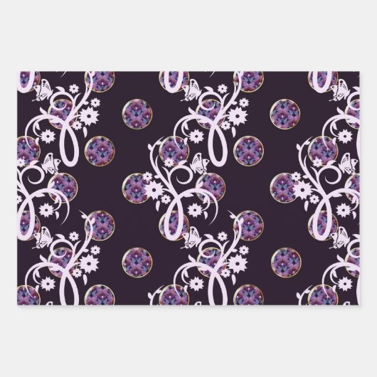 Feuille De Papier Cadeau Papillons et oiseaux (Devant)