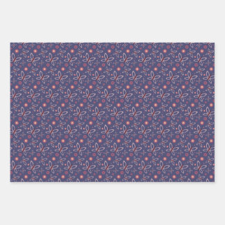 Feuille De Papier Cadeau Papillons fleurs et coeur