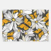 Feuille De Papier Cadeau Papillons Monarque Noir et Blanc Monogramme (Devant 2)