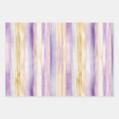 Feuille De Papier Cadeau Papillons Purple Gold Bows Stripes Anniversaire (Devant 3)