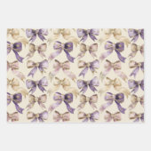 Feuille De Papier Cadeau Papillons Purple Gold Bows Stripes Anniversaire (Devant 2)