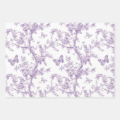 Feuille De Papier Cadeau Papillons Violets Sur Arrière - plan Violet (Devant 2)