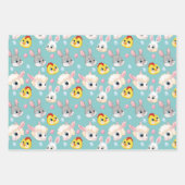 Feuille De Papier Cadeau Pâques Florales Et Animaux (Devant 2)