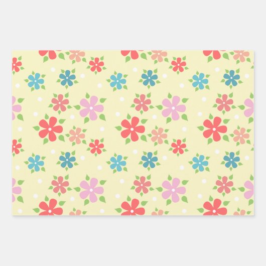 Feuille De Papier Cadeau Pâques Jaune Floral (Devant)