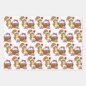 Feuille De Papier Cadeau Pâques lapin lapin oeufs panier 3 enfants (Devant 3)