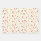 Feuille De Papier Cadeau Pâques mignons levrette animaux et fleurs (Devant 3)