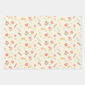 Feuille De Papier Cadeau Pâques mignons levrette animaux et fleurs (Devant 2)