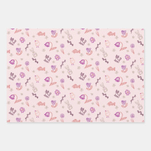 Feuille De Papier Cadeau Pâques mignons levrette animaux et fleurs