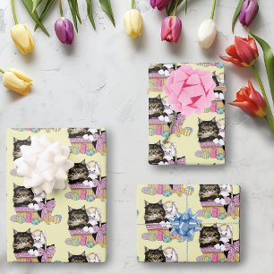 Feuille De Papier Cadeau Pâques Panier TabbyKitten