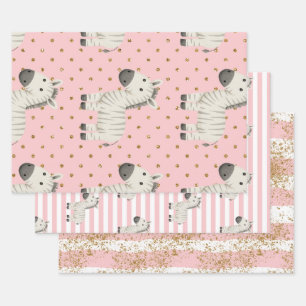 Feuille De Papier Cadeau Paquet d'emballage zèbre mignon