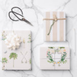 Feuille De Papier Cadeau Par-Tee à Palm Springs | Enterrement de vie de jeu<br><div class="desc">Emballez vos cadeaux avec style avec ce papier d'emballage Golf Bachelorette. Avec des dessins aquarelles chic de palmiers, de ballons de golf, de clubs, de champagne et d'un blason de golf, ce papier est la touche finale parfaite pour les cadeaux de bienvenue, les cadeaux de demoiselles d'honneur ou les faveurs...</div>
