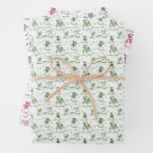 Feuille De Papier Cadeau Parade des neiges toile - bleu vert rouge (En situation)