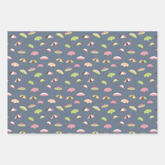 Feuille De Papier Cadeau Parapluies orageuses (Devant 3)