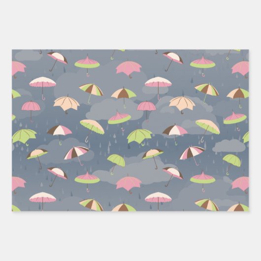 Feuille De Papier Cadeau Parapluies orageuses (Devant)