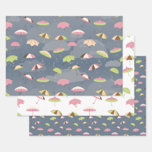Feuille De Papier Cadeau Parapluies orageuses