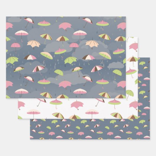 Feuille De Papier Cadeau Parapluies orageuses (Lot)