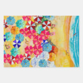 Feuille De Papier Cadeau Parasols sur la plage de sable (Devant)