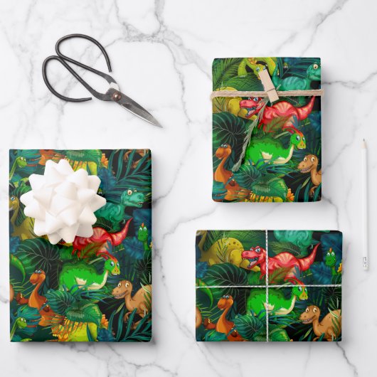 Feuille De Papier Cadeau Parc de dinosaures (Recto)