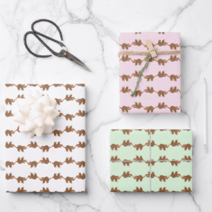 Feuille De Papier Cadeau Parcelle Dormir Dans Un Arbre Cute Animal Multi Co