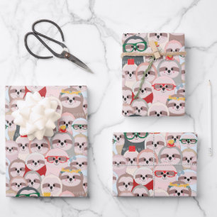 Feuille De Papier Cadeau Paresseux Mignon Dessin Animé Drôle