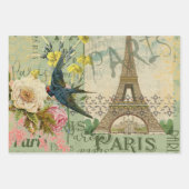 Feuille De Papier Cadeau Paris France Jolie fille Eiffel (Devant 3)