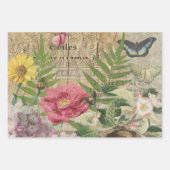 Feuille De Papier Cadeau Parrot Jaune Tropical Antique Fleur (Devant 2)