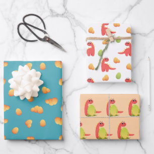 Feuille De Papier Cadeau Parti Anniversaire de enfant de Cute Dinosaur