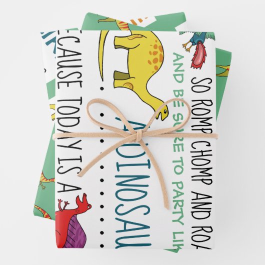 Feuille De Papier Cadeau Parti Dinosaur (En situation)