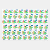 Feuille De Papier Cadeau Parti dinosaure personnalisé (Devant)