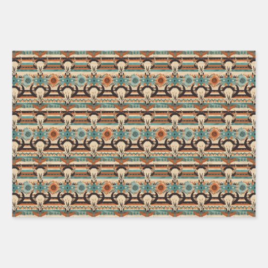 Feuille De Papier Cadeau Parti occidental cool carrelé (Devant 3)