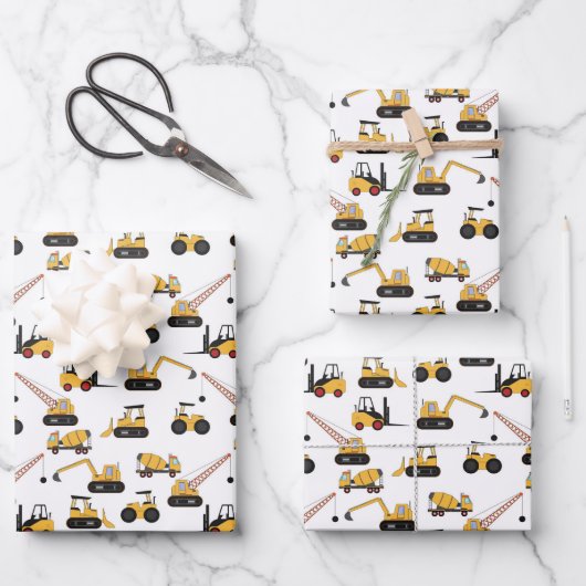 Feuille De Papier Cadeau partie de construction carrelée de garçons (Recto)