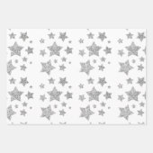 Feuille De Papier Cadeau Parties scintillant argent scintille Étoiles motif (Devant 3)