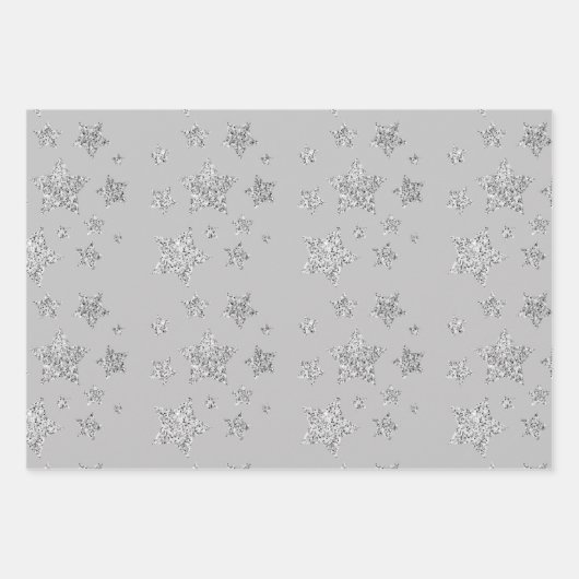 Feuille De Papier Cadeau Parties scintillant argent scintille Étoiles motif (Devant 2)