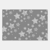 Feuille De Papier Cadeau Parties scintillant argent scintille Étoiles motif (Devant)