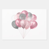 Feuille De Papier Cadeau Parties scintillant Balloon Bunch rose et argent (Devant 3)