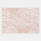 Feuille De Papier Cadeau Parties scintillant blanche rose pâle Zebra Gold C (Devant)