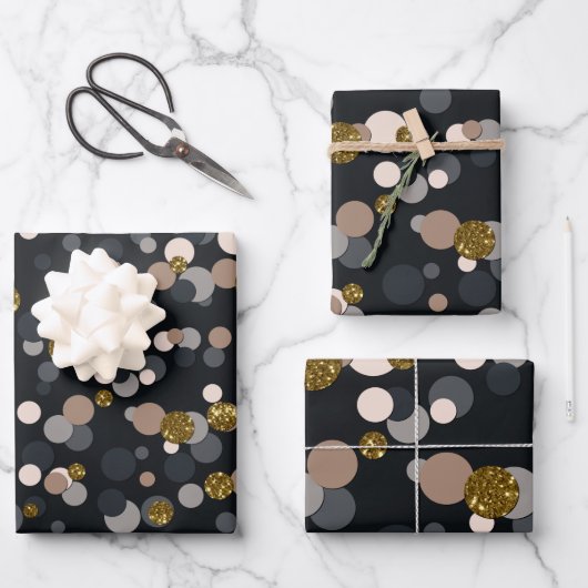 Feuille De Papier Cadeau Parties scintillant Confetti Peach, Maple, Grey an (Recto)