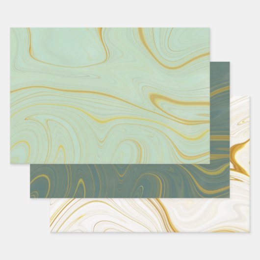 Feuille De Papier Cadeau Parties scintillant d'âge en marbre doré Sage Gree (Lot)