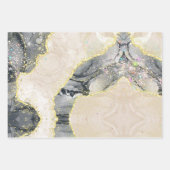 Feuille De Papier Cadeau Parties scintillant d'alcool noir d'aquarelle d'or (Devant)