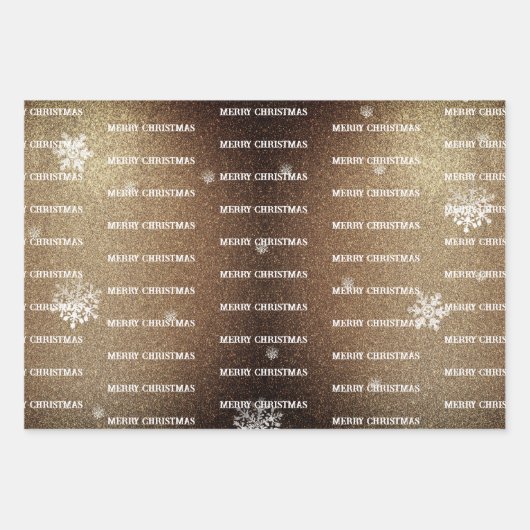 Feuille De Papier Cadeau Parties scintillant d'arbre de Noël et flocons de (Devant 3)