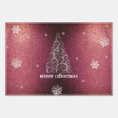 Feuille De Papier Cadeau Parties scintillant d'arbre de Noël et flocons de  (Devant)