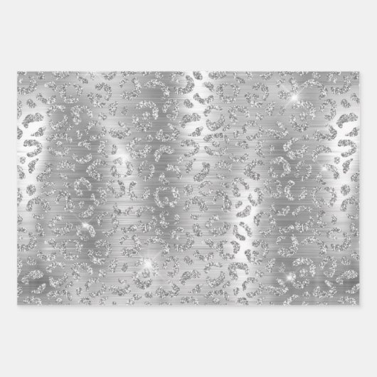 Feuille De Papier Cadeau Parties scintillant d'argent élégant Wild Big Chat (Devant)