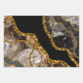 Feuille De Papier Cadeau Parties scintillant de la Géode d'âge noir et or (Devant)