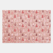 Feuille De Papier Cadeau Parties scintillant de Noël rose Look Arbres Reind (Devant 3)