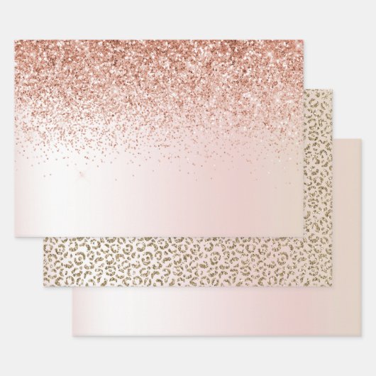 Feuille De Papier Cadeau Parties scintillant de Rose blanc clair      (Lot)