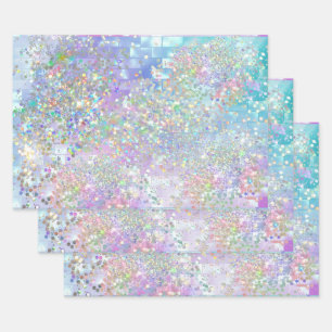 Feuille De Papier Cadeau Parties scintillant de sirène holographique irides