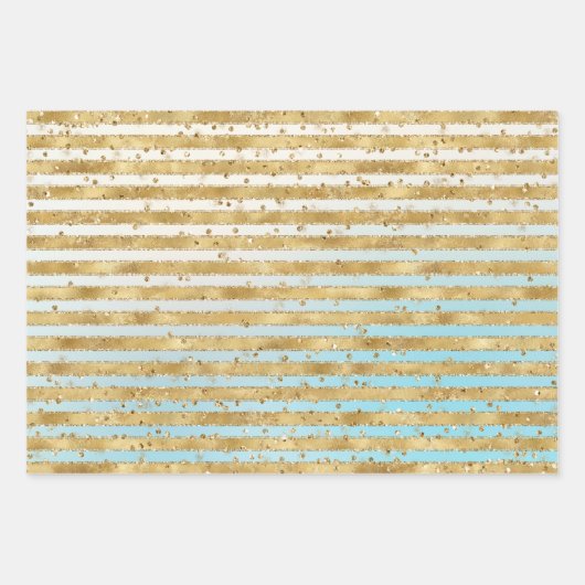 Feuille De Papier Cadeau Parties scintillant d'or Aqua Mermaid Glitz Sparkl (Devant 3)